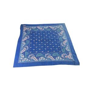 vintage Shawl scarf- green blue- floral design 31"- Les Olivades some staining